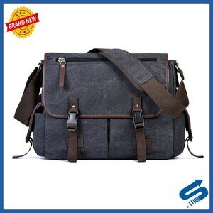 Vintage Canvas Laptop Messenger Bag 15.6 Inch Satchel Shoulder Bag